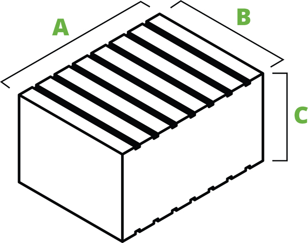 Medium rubber block spec diagram